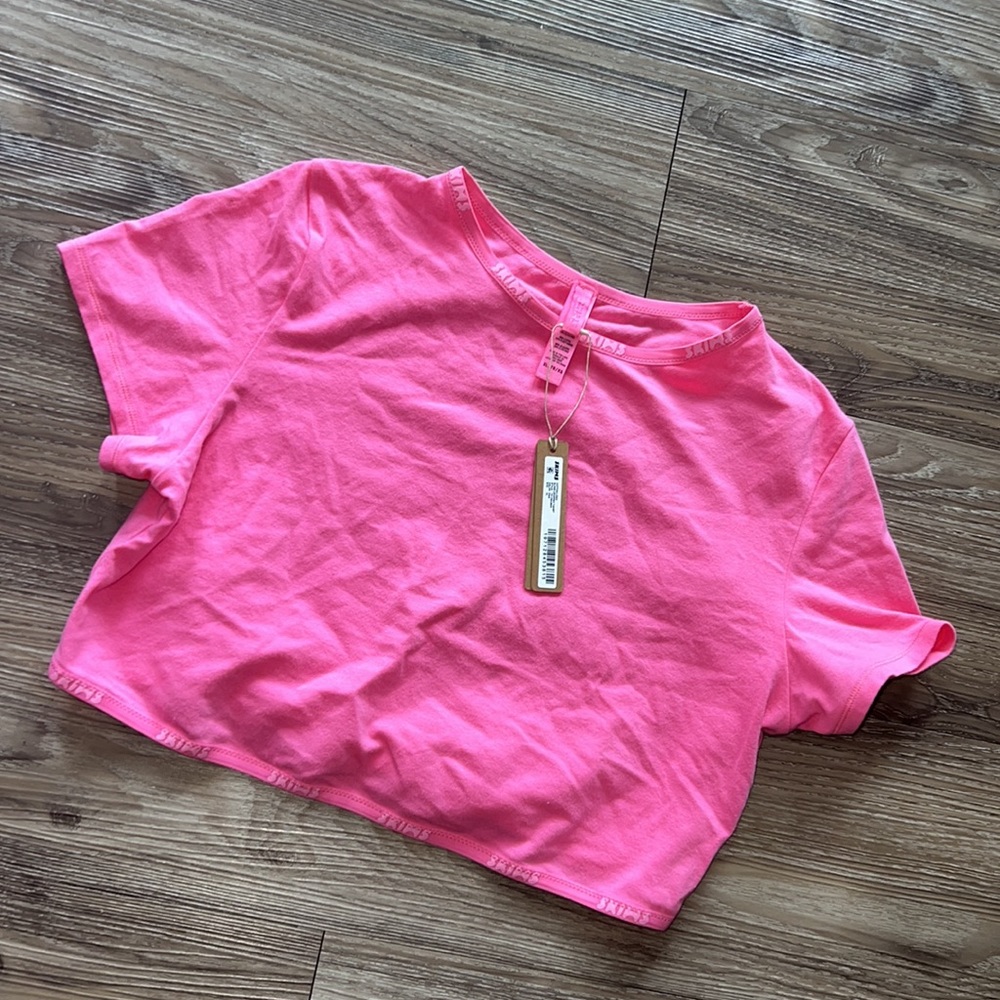 skims pink crop cotton logo top - Picture 2 of 5